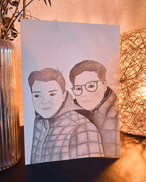 portrait de couple à l'aquarelle