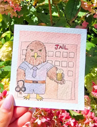 Aigle gardien de prison Illustration à l’aquarelle d’un aigle gardien de prison dans une scène conceptuelle