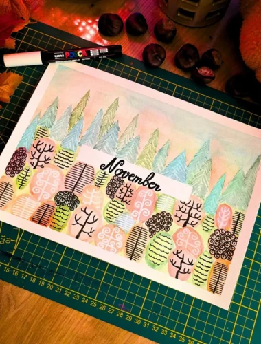 Arbre d’automne Aquarelle représentant un arbre en automne