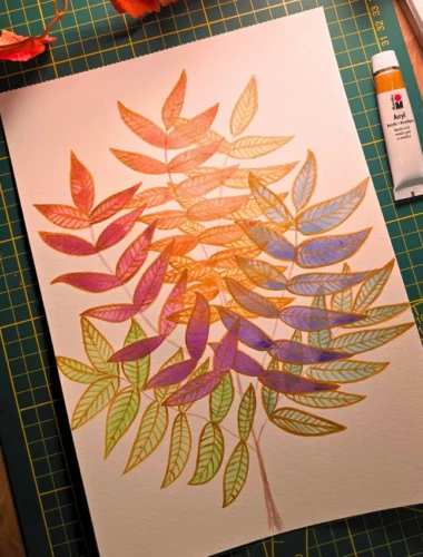 Feuilles d’automne Aquarelle représentant des feuilles colorées d’automne