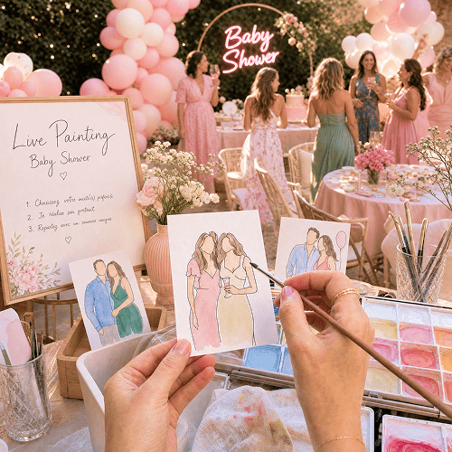 Portraits invités baby shower