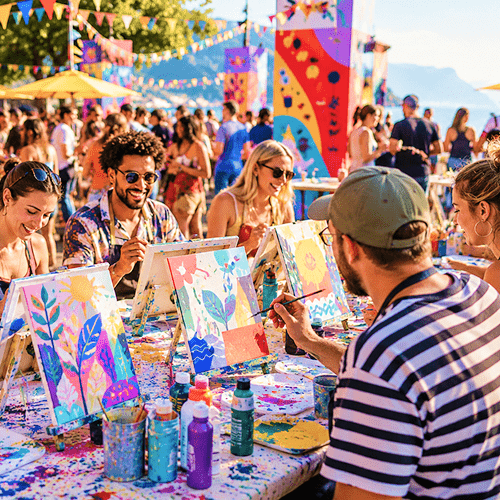 un atelier en groupe dans un festival