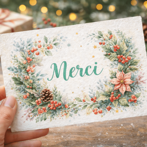 Carte de remerciement illustrée personnalisée – concept de papeterie faite main