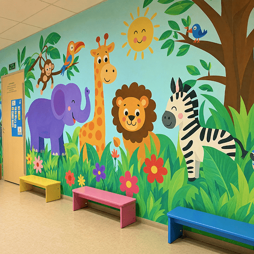 fresque murale dans une école