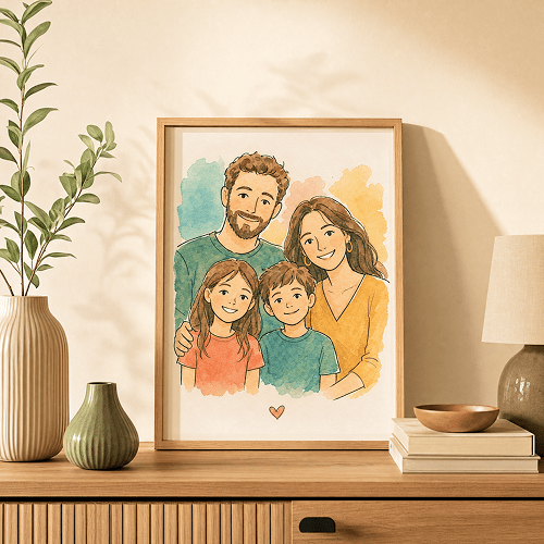 portrait de famille dans une maison