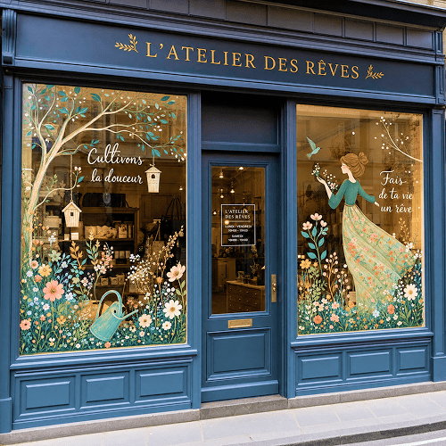 vitrine décorative éphémère florale