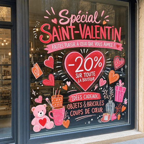 vitrine décorative éphémère pour la saint valentin